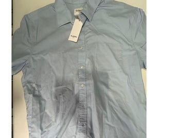 Goodfellow & Co Mens XL Light Blue SS Poplin Button Down Shirt Standard Fit NWT