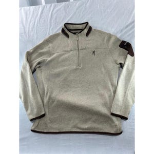 Browning Quarter Zip Pullover Sweater Tan Brown Mens XL Buckmark Logo Fleece image 2