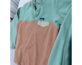Patagonia Synchilla Snap-T Fleece Pullover Mint Green Peach Colorblock Medium