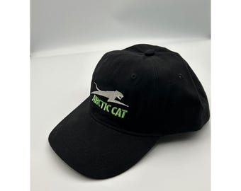 Casquette de motoneige Arctic Cat noire avec logo brodé Casquette de baseball réglable noire Port Co