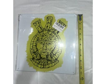 Placa de metal Jitpozy Dagoth Art para decoração de garagem/parede, Morrowind, 30x30 cm, amarela