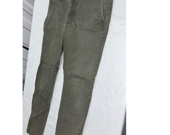 Mens Olive Green Slim Straight Chino Pants Casual Trousers Size 32x28