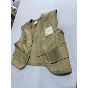 Angler's Expressions Kids Khaki Fishing Vest Trout Patch Tan Utility Size 10