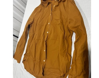Uniqlo Womens Medium Burnt Orange Mustard Long Sleeve Button Down Shirt Classic