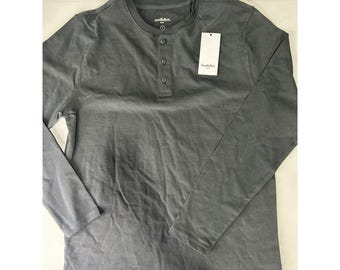 Goodfellow & Co Mens Long Sleeve Henley Shirt Charcoal Gray Size M NWT