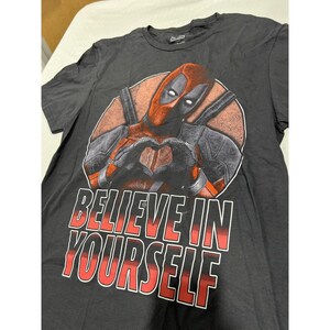 Marvel Deadpool Believe In Yourself Graphic T-Shirt Charcoal Gray Small image 3
