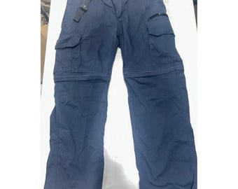 BC Clothing Co Mens Convertible Cargo Pants Navy Blue Zip Off Shorts Size M x 30