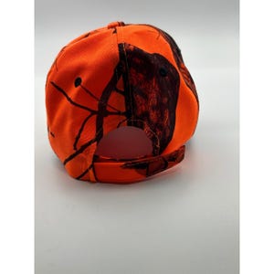 Mossy Oak Blaze Orange Camo Hunting Hat Adjustable Break Up Logo Cap image 3