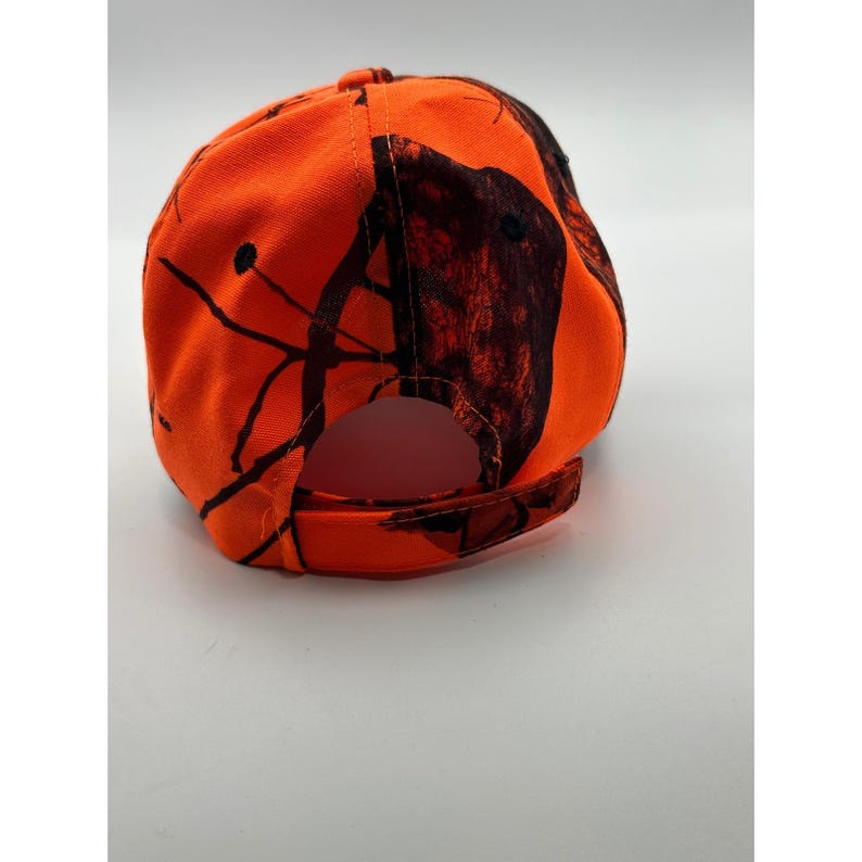 Mossy Oak Blaze Orange Camo Hunting Hat Adjustable Break Up Logo Cap image 3