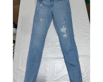 Levis 710 Super Skinny Jeans Light Wash Distressed Denim Size 28 Distressed Hem