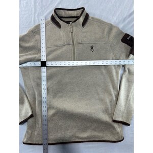 Browning Quarter Zip Pullover Sweater Tan Brown Mens XL Buckmark Logo Fleece image 3