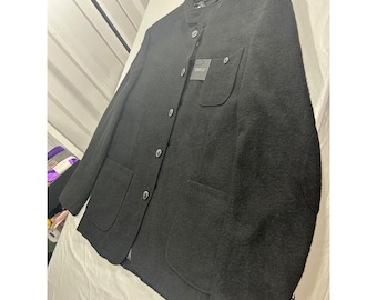 Awearness Kenneth Cole - Veste XL en laine mélangée noire avec col Nehru pour homme M29736201 F22