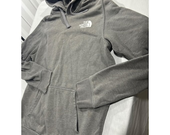 The North Face Mens Pullover Hoodie Charcoal Grey Logo Sweatshirt Medium