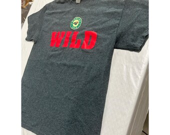 T-shirt de hockey Minnesota Wild NHL T-shirt graphique gris anthracite rouge pour homme, taille moyenne