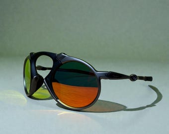Oakley Madman Sonnenbrille Schwarz Grau Orange Linse Y2K Cyber Futuristic Sport Shades Streetwear