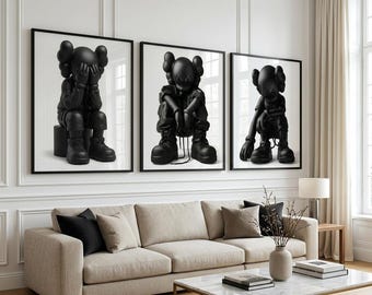 Set of 3 KAWS Wall Art Prints, Digital Download, HYPEBEAST Decor, Kaws Poster, Kaws Decor, Kaws Figure, Hypebeast Toys,Home decore