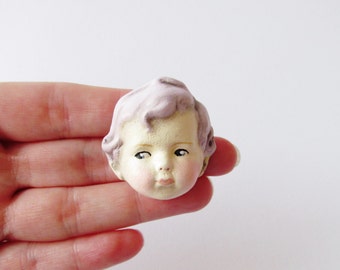 Dottie's Doll Face Brooch Timothy - Paperclay Antique Doll Pin