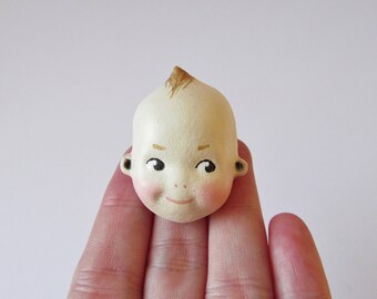 Kewpie Doll Brooch - Cutie Paperclay Doll Pin
