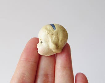 Handmade Doll Brooch Elise - Paperclay Face Pin