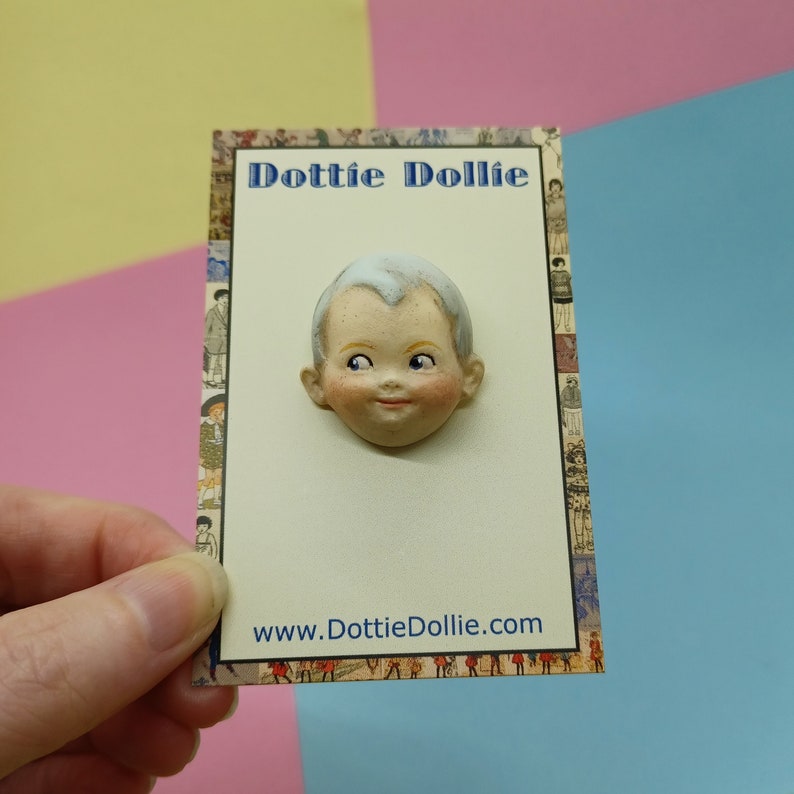 Doll Face Brooch Vinny with Pale Aqua Hair image 2