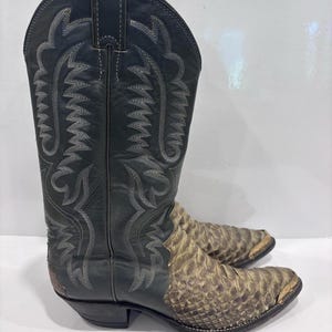Justin Style 6034 Python Snakeskin Cowboy Boots Men’s US 9D Black Western USA