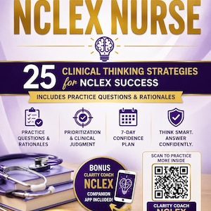 Think Like an NCLEX Nurse | Study Guide for Nursing Students | 25 Clinical Thinking Strategies | Practice Questions & Rationales