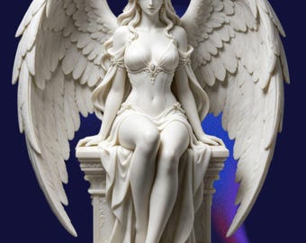 Winged Angel Statue 3D STL File – Classical Goddess Sculpture (Digital Download)