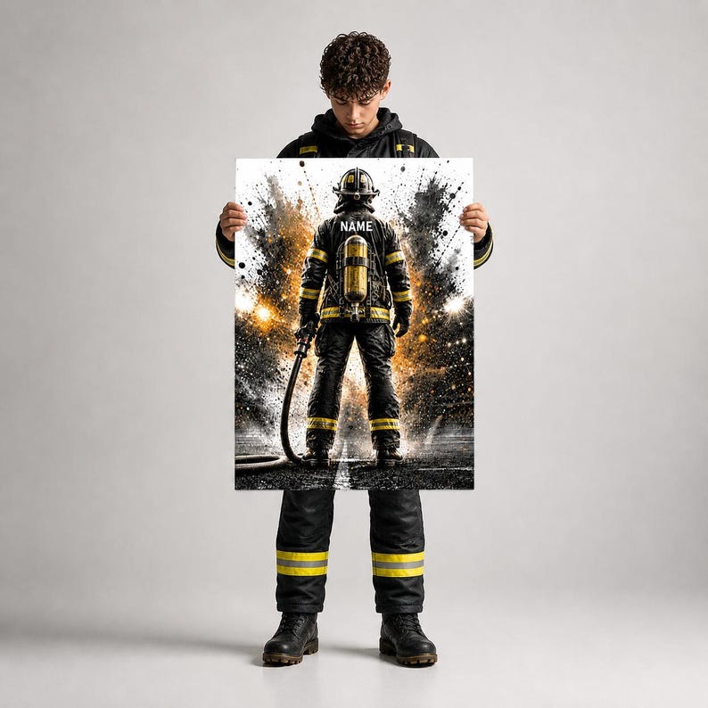 Custom Firefighter Poster With Name - Personalized Fireman Wall Art ...