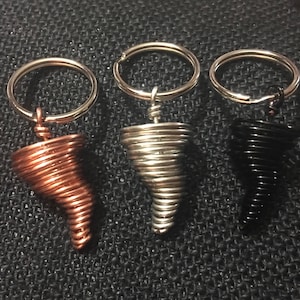 Tornado Keychain, Storm Chaser, Tornado Charm, Tornado, Twister Keychain, Twisters, Stocking Stuffers. Intricate Wire Designs