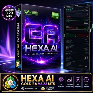 v3.23 Hexa AI EA Gold Robot Metatrader MT5 Expert Advisor ilimitado, bot de trading algorítmico de forex, desafío de la empresa prop ftmo