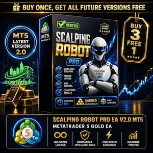 v2.0 Scalping Robot Pro MT5 Gold EA Metatrader MQL5 MT5 Expert Advisor unlimited, forex Gold Algo trading bot, ftmo prop firm challenge