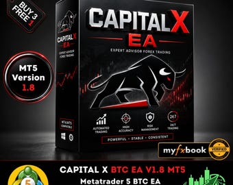 v1.8 Kapital X EA Bitcoin BTC Roboter Metatrader MT5 Expert Adviser unbegrenzt, Forex Algo Trading Bot, Ftmo Prop Firm Challenge, Krypto Bot