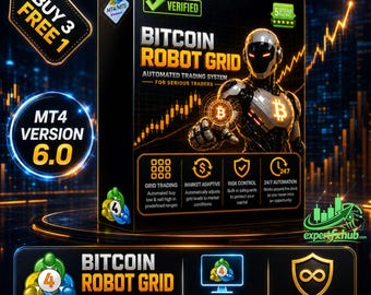 v6.0 Bitcoin Roboter Grid MT4 EA Krypto BTC Roboter Metatrader MT4 Expert Adviser unbegrenzt, Forex Algo Trading Bot, Ftmo Prop Firm Challenge
