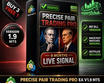 v1.9 Precise Pair Trading Pro EA Gold Euro Robot Metatrader MT5 Expert Advisor unlimited, forex Algo trading bot, ftmo prop firm challenge