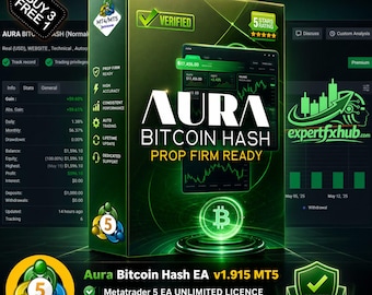 v1.915 Aura Bitcoin Hash MT5 EA Roboter Metatrader MT5 Expert Adviser Unlimited, Forex Krypto Algo Trading Bot, Ftmo Prop Firm Challenge, BTC