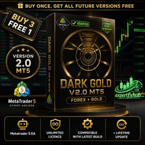 v2.0 Dark Gold EA Forex + Gold Robot Metatrader MQL5 MT5 Expert Advisor illimité, bot de trading forex Algo, défi entreprise ftmo prop