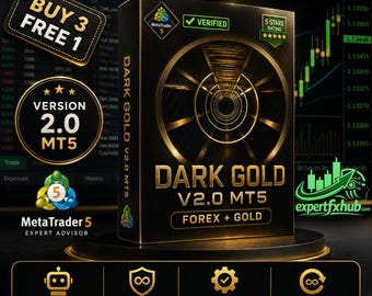 v2.0 Dark Gold EA Forex + Gold Roboter Metatrader MQL5 MT5 Expert Adviser Unlimited, Forex Algo Trading Bot, Ftmo Prop Firm Challenge