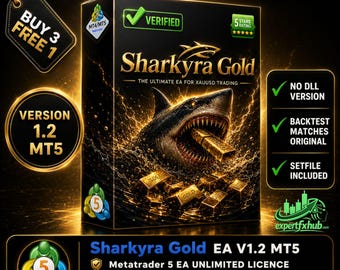 v1.2 Sharkyra Gold EA Metatrader MQL5 MT5 Expert Advisor unlimited, forex Gold XAUUSD Algo trading bot, ftmo prop firm challenge