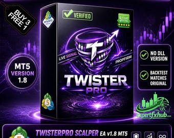 v1.8 TwisterPro Scalper EA MT5 Gold EA Metatrader MQL5 MT5 Expert Adviser Unlimited, Forex Gold Algo Trading Bot, Ftmo Prop Firm Challenge