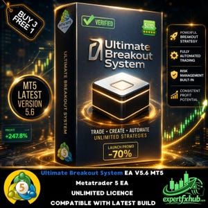 v5.6 Ultimate Breakout System Robot EA Gold Metatrader MT5 Expert Advisor illimité, bot de trading forex Algo, défi entreprise ftmo prop