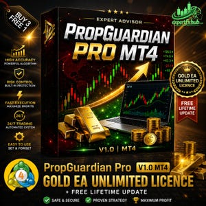 v1.0 PropGuardian Pro MT4 EA XAUUSD Robot Metatrader MT4 Expert Advisor illimité, bot de trading forex Algo, défi entreprise ftmo prop