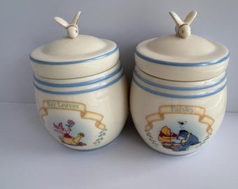 Lenox The Pooh Pantry “Parsley” and “Bay Leaves” Spice Jars- One is damaged