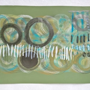 abstract original mixed media art drawing on paper - 16 x 11 inch