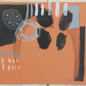 mixed media painting, original art on paper 10 x 8 inch