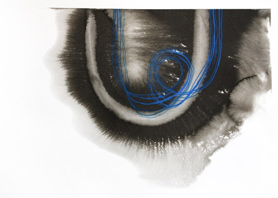 Minimalist small original ink painting 35 x 25 cm