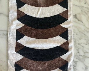 Vintage Burlington 1970s Vera Neumann Hand Towel - Brown, White, and Black