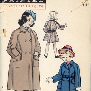 Vintage Butterick Pattern 5654 - ca. 1950 - Girls&#39; Reefer Coat Size 6 Breast 24