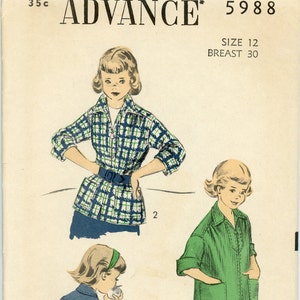 Vintage Advance Pattern 5988 - ca. 1951 - Girls&#39; Jacket Size 12 Breast 30