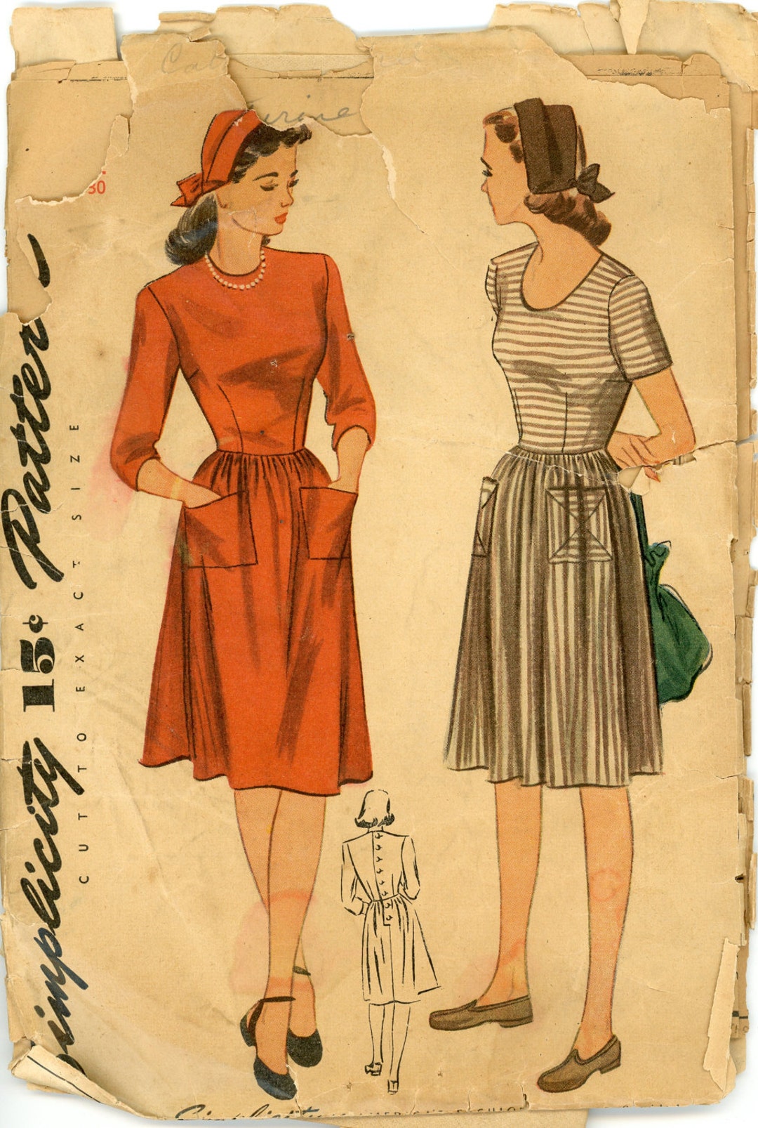 Vintage Simplicity Pattern 1180 1945 Junior Misses' Etsy