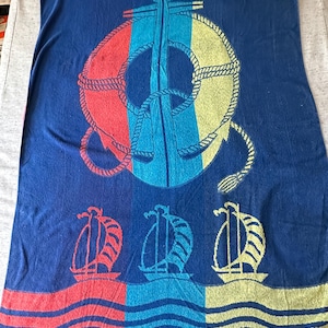 Vintage 1970s or 1980s Extra Large Marsco Nautical Beach Towel